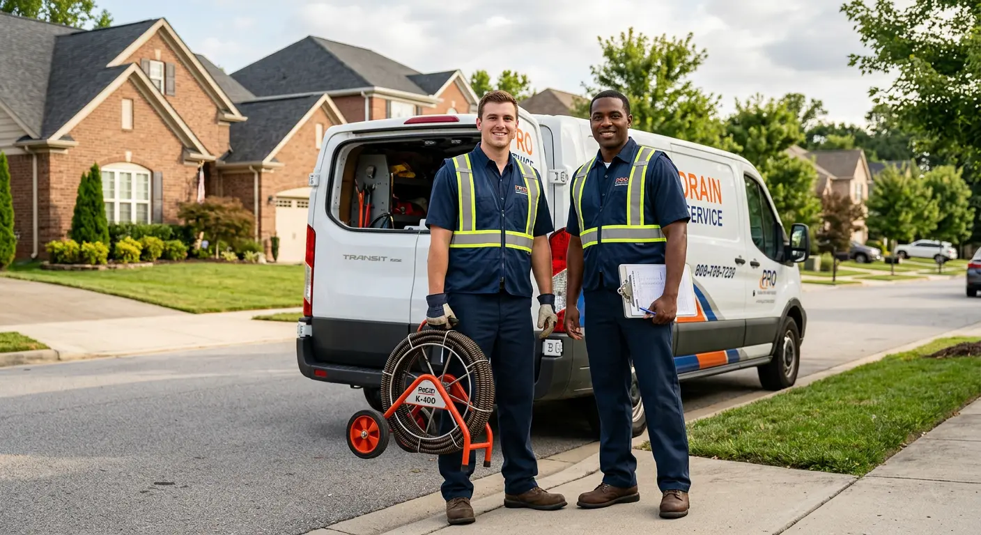 Sewer and drain service team with equipment ready for work in Southaven